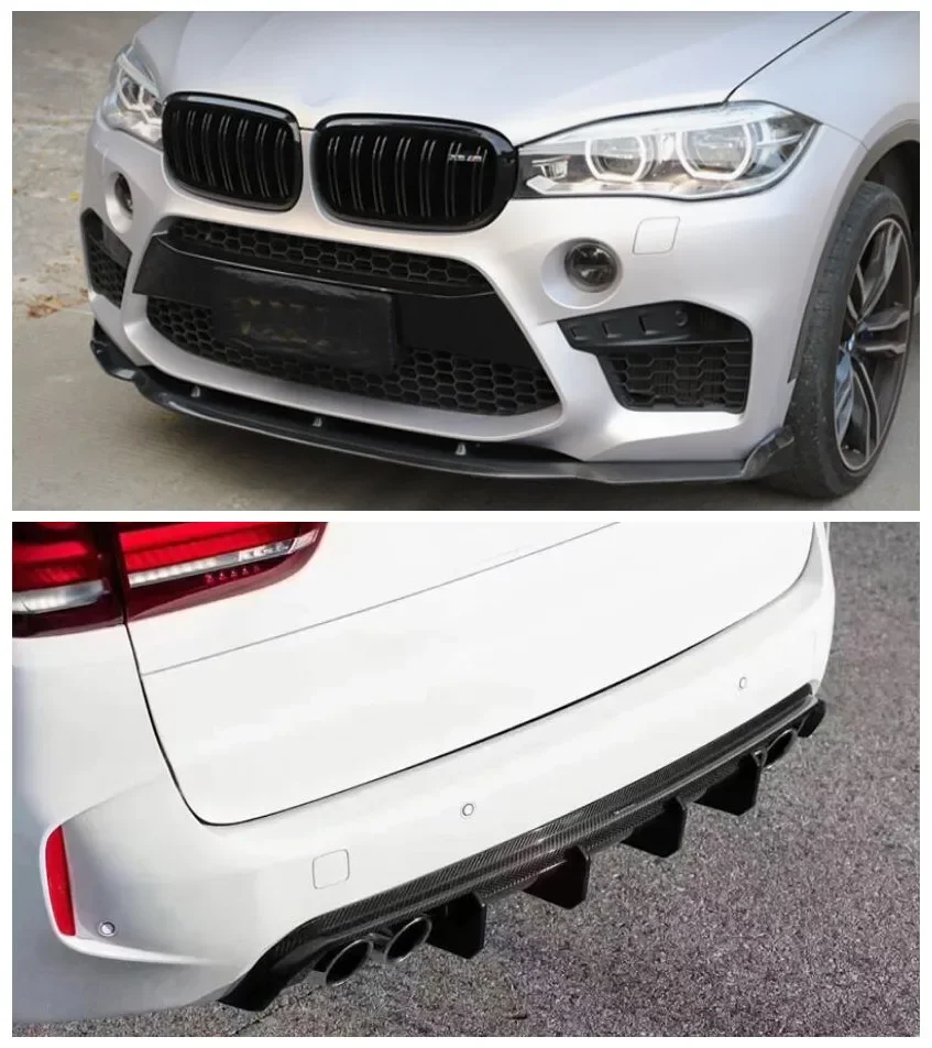 For BMW X5M X6M F85 F86 2014 - 2019 Real Carbon Fiber Front Bumper Lip Rear Diffuser Spoiler Trunk Cover Body Kit