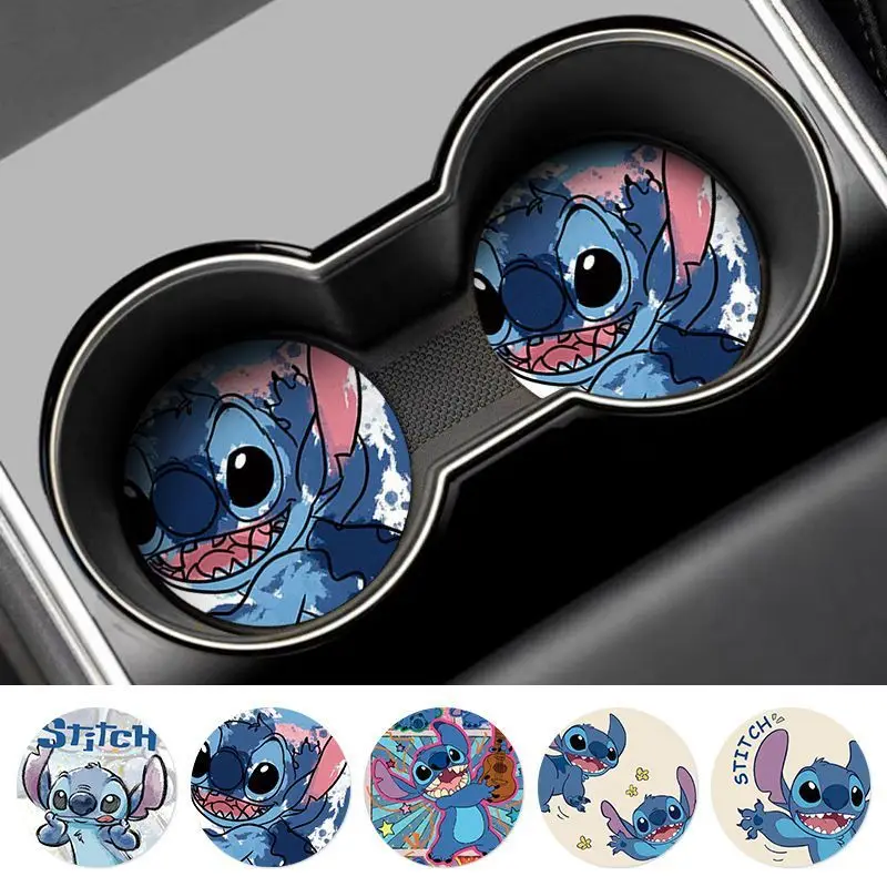 Disney Stitch Leuke Gepersonaliseerde Creatieve Cartoon Patroon Auto Nieuwe Eenvoudige Mode Decoratieve Draagbare Antislip Water Coaster