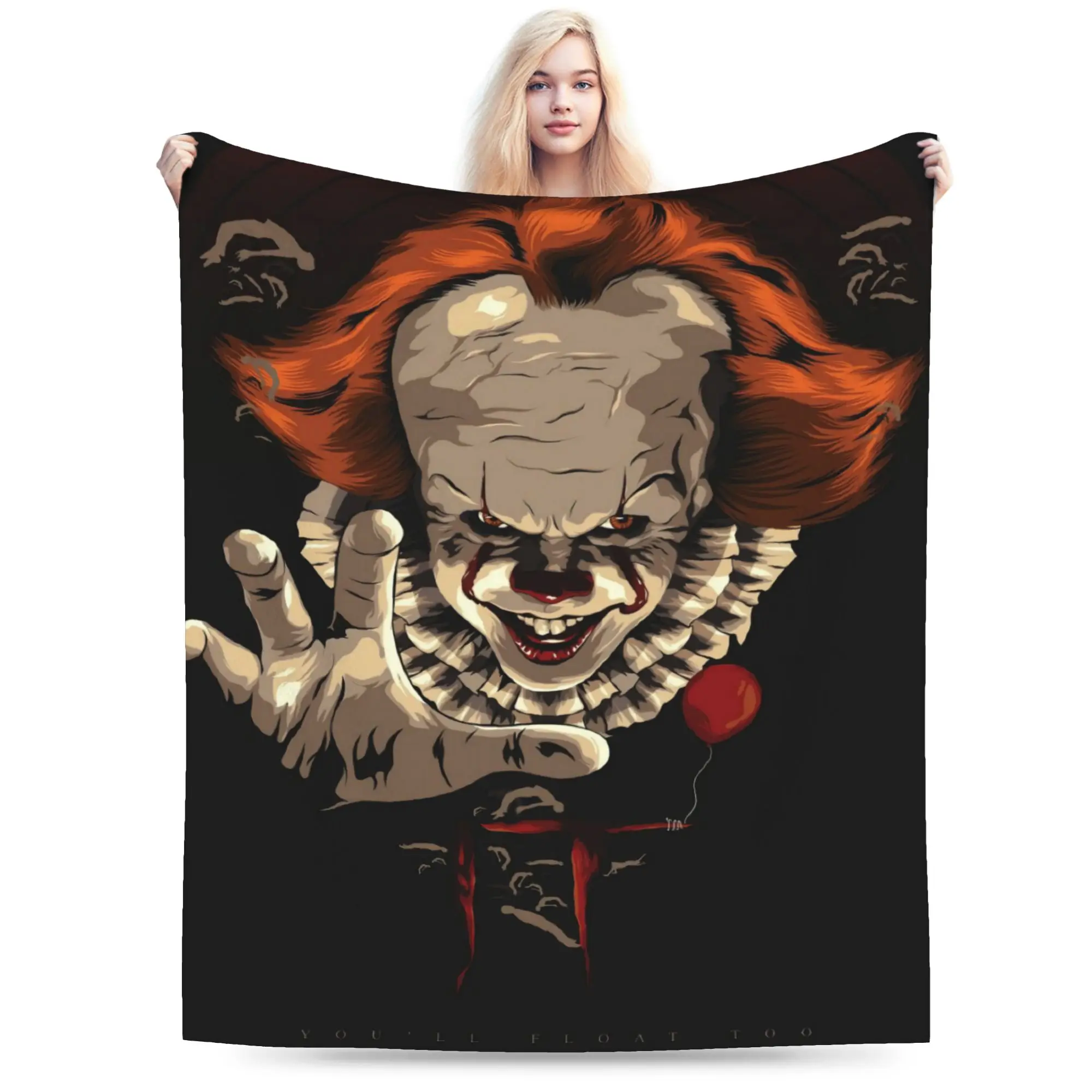 It P-Pennywise Clown Super Soft Blanket  Girls Boys Plush Throw Blanket Funny Outdoor Flannel Bedspread Sofa Bed Cover