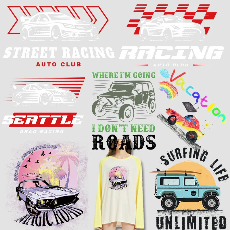 

Letter stickers Car Racing Patches for clothing Iron-on Transfers Thermal stickers on clothes on Jackets bags socks pillow