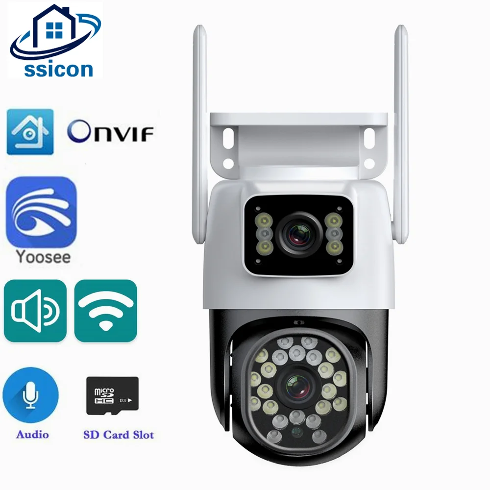 

4MP HD YOOSEE IP Camera Dual Lens PTZ Wifi Camera Dual Screen Auto Tracking Two Way Audio Color Night Vision Security Camera