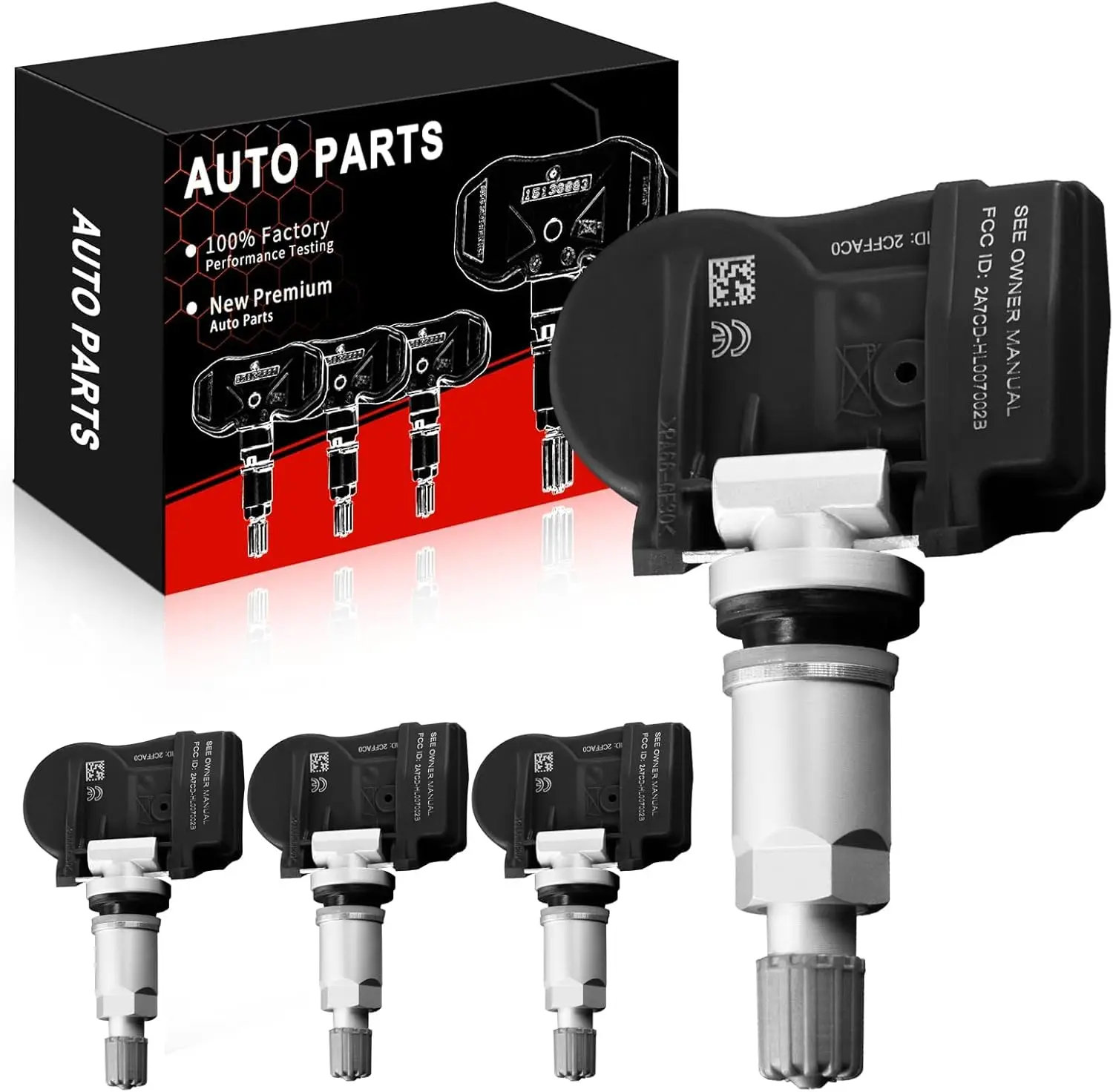 

4 шт. предустановленных датчиков давления в шинах, подходящих для моделей Cadillac, Buick, Chevy, Hummer 2007-2020 годов выпуска.