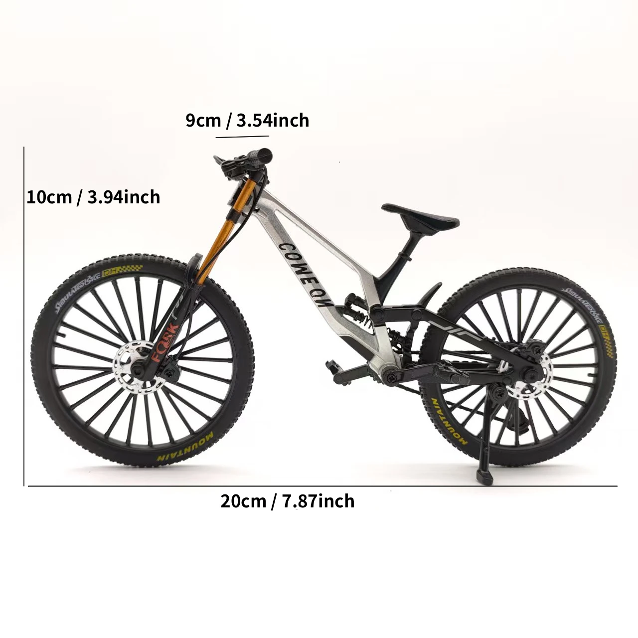 1:8 Scale Alloy Mountain Bike Model Realistic Gear Toy with Front & Rear Shock Absorbers for Bicycle Enthusiasts
