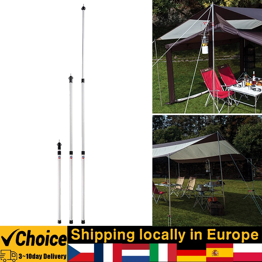 Thicken Aluminum Alloy Tent Pole Adjustable Tent Support Rod Beach Shelter Tarp Awning Pole Replacement Poles for Camping Hiking