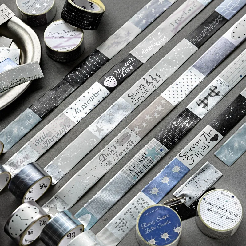 Frosted Silver Washi Tape Salt Island Notes Series Korean Ins Aesthetic Scrapbooking Supplies DIY Journal Decoration Sticker