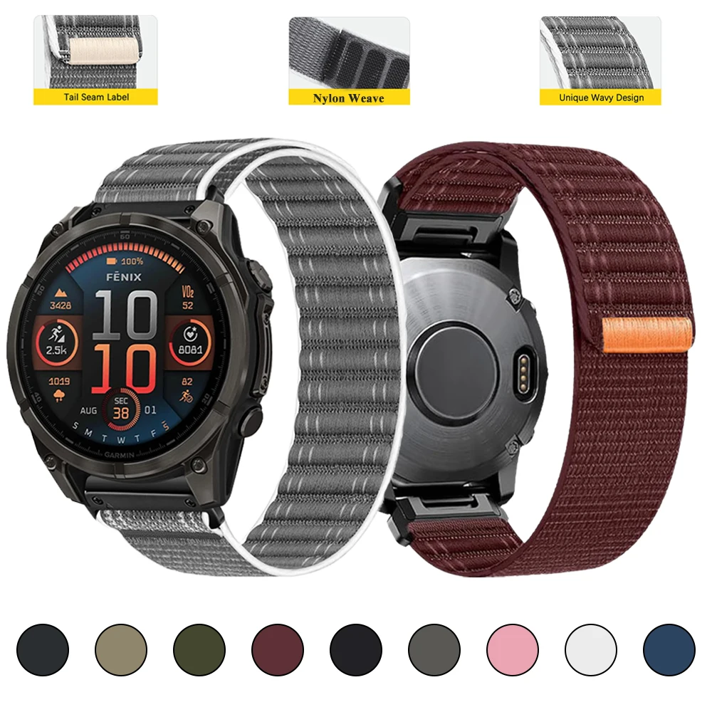 

22mm 26mm Nylon Quick Fit Strap for Garmin Enduro 3 Fenix 8 51/47mm Fenix 7X 6X 5X Loop Replacment Band for Garmin Fenix E 47mm