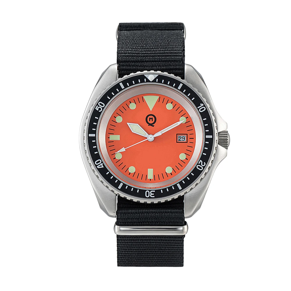 QIMEI Diseño clásico Fuerzas Especiales de EE. UU. Reloj de pulsera para hombre SM8016D Fábrica Original Naranja opción Submaster SAS SBS Militar