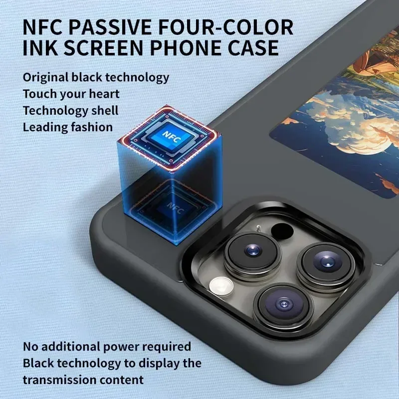E-ink Screen Phone Case for IPhone 16 15 14 Pro Max Smart DIY Can Change Picture Refesh Photo Phone Cover No Batteries Required