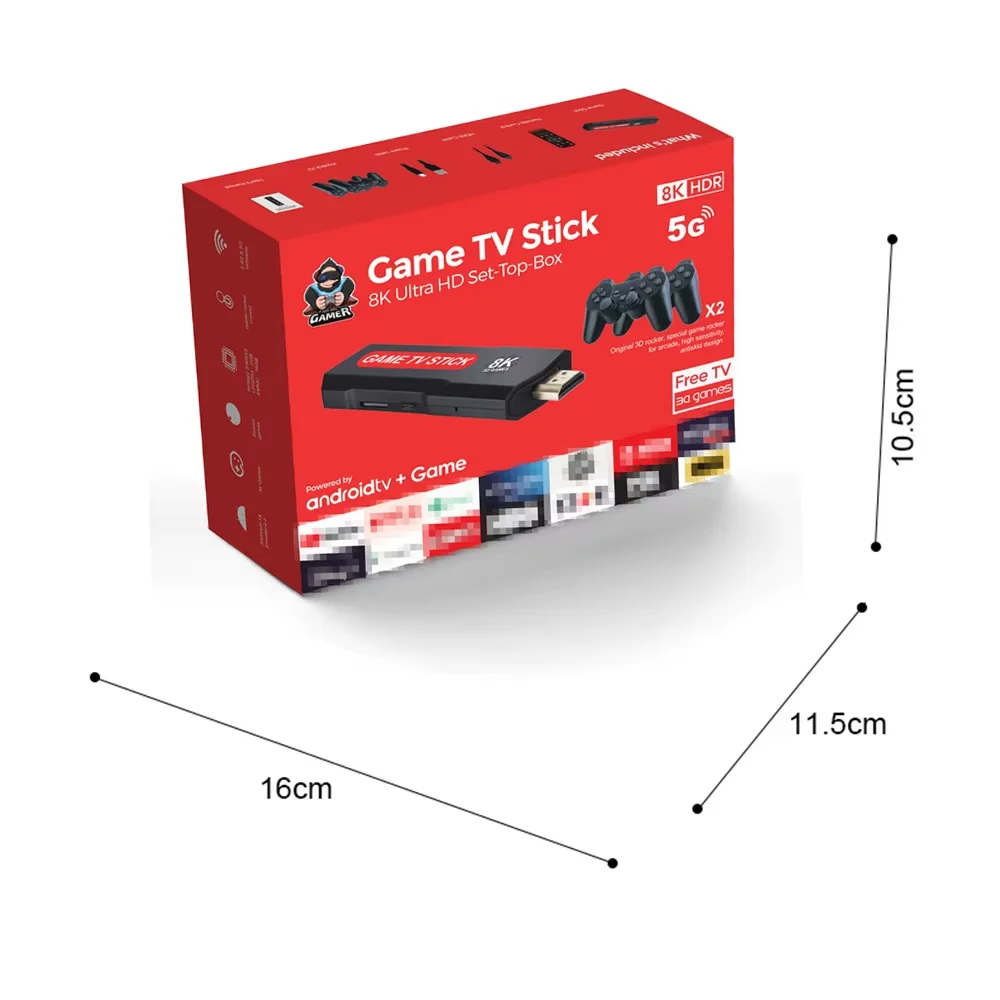 X2 Plus Game Stick 8K Retro Video Game Console مع وحدة تحكم لاسلكية 64G TV Sticks 10000+ ألعاب لهدية PSP