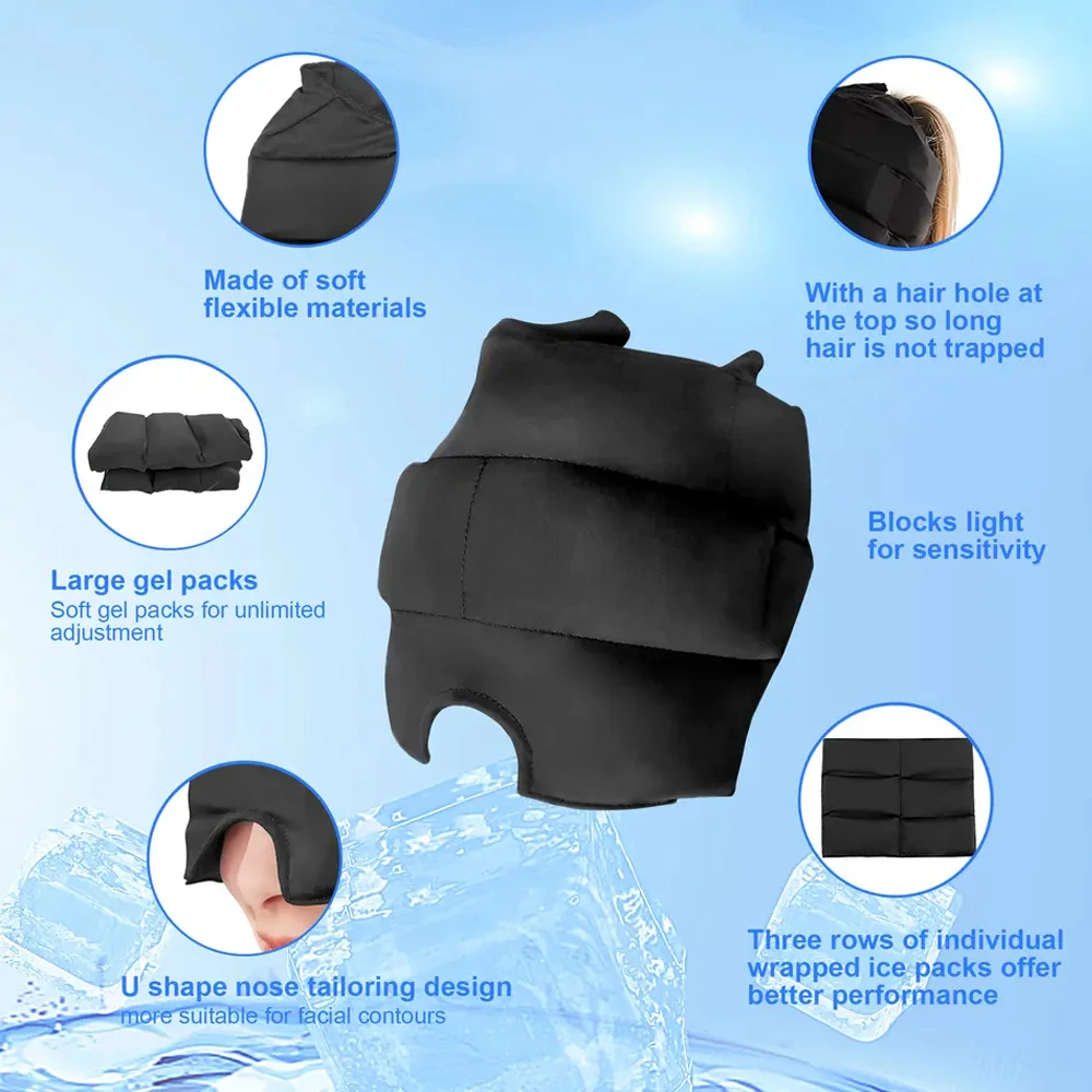 New Migraine Gel Ice Hat Cooling Headache Pack Wearable Cold Therapy Wrap for Tension,Sinus,Pressure Pain Relief,Stress Reliever