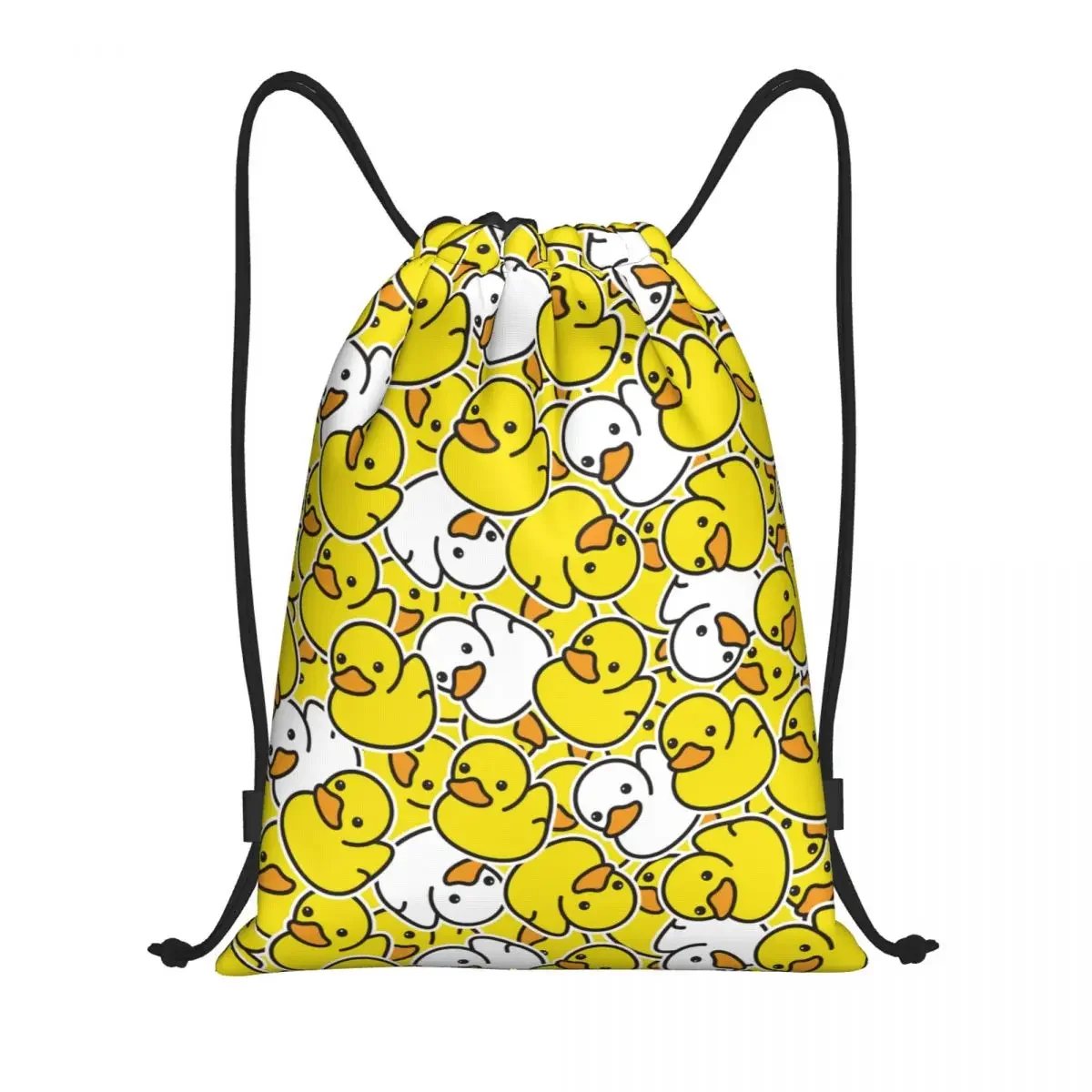 Ducky Cartoon Duck Rubber Pattern Drawstring Backpack Sports Gym Bag String Sackpack for Hiking