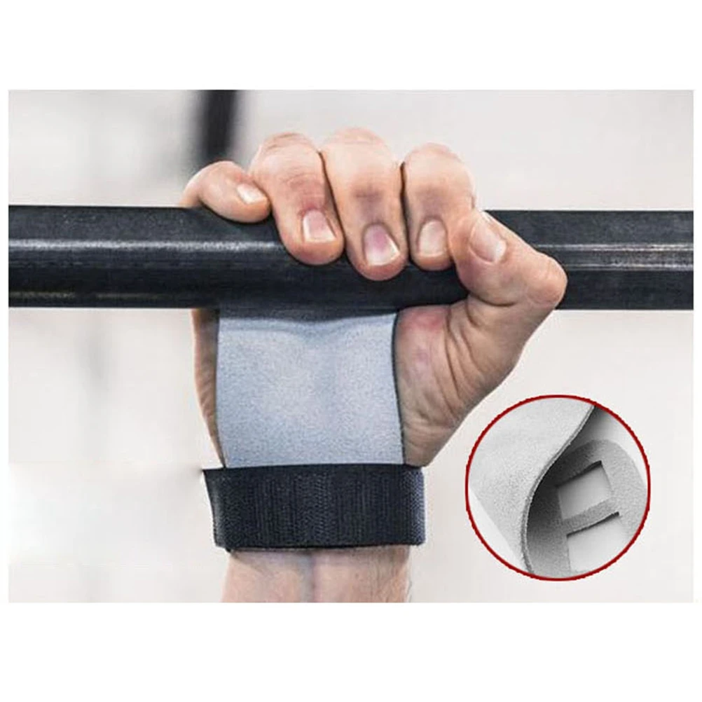 

1 Pair Cow Palm Grip Protector Pull Up Weight Lifting Gymnastics Grips Hand Guard Training Gloves S Grey White Wrist