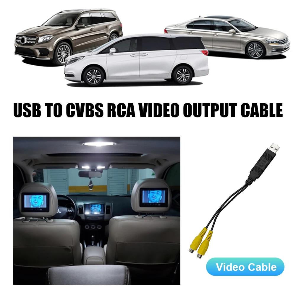 Usb para cvbs adaptador de saída de vídeo 2 cvbs saída rca cabo de vídeo dc 5v usb 2w para android reprodutor multimídia acessórios de rádio do carro