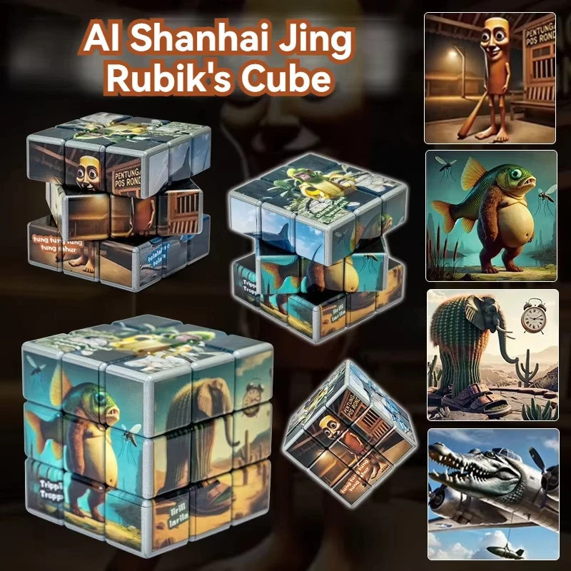 Brainrot italiano niños dibujos animados cubos mágicos juguetes Tung Tung Sahur rompecabezas clásicos juguete niños regalo de cumpleaños juguetes 2025