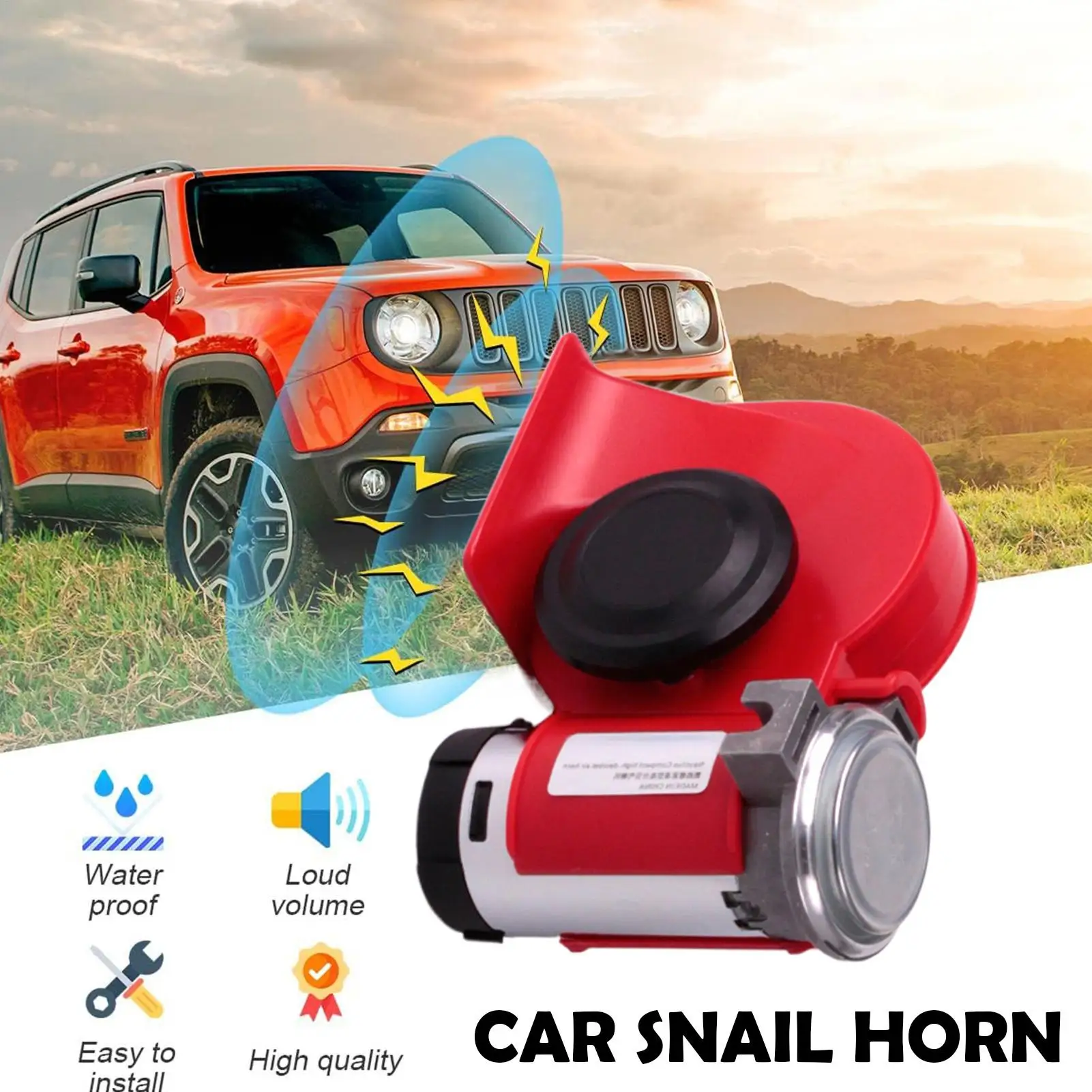 Car Horn Vehicle Electric Air Horn 12V/24V Loud Double Electric Air Alert for Vehicle Truck Motorcycle Scooter Racing