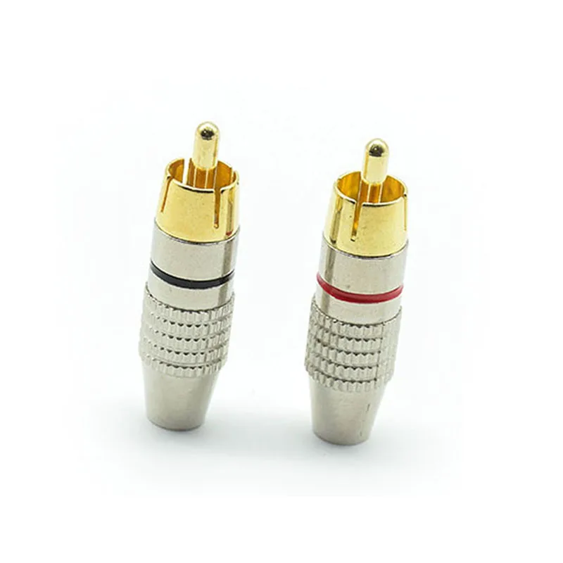 2pcs Gold RCA Male Plug Non Solder Connector Adapter for Audio Cable Video CCTV IP Camera Coaxial Cable Solder-Free Convertor B4