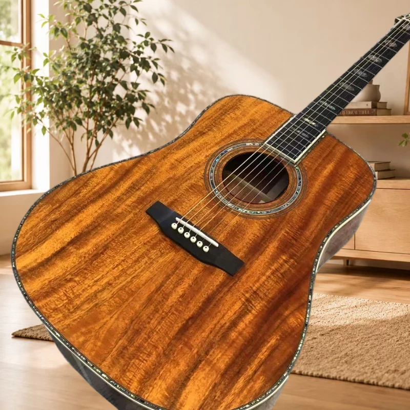 41 Inch D45 KOA Natural Solid Koa Top Acoustic Guitar Koa Back Sides Cloud Inlay Ebony Bridge Free Delivery