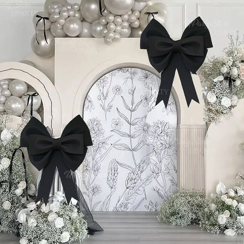 Schwarze große Kokettschleife 30/50/75 cm DIY große Schleife für Ballett Kokette Geburtstag Babyparty Hochzeit Party Hintergrund Wanddekorationen – Detail 5