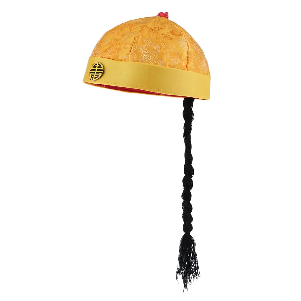 Oriental Emperor Silk Cap Funny Movie Costume Hat Headwear for Adults Halloween Stage Performance Party