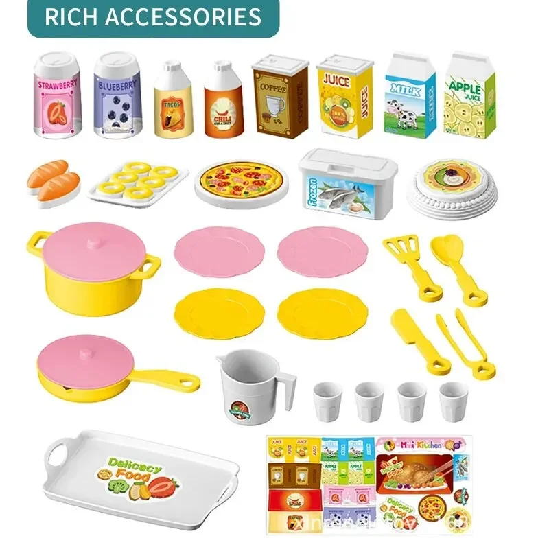 Mini Kitchen Counter Play Set DIY Simulated Cooking Food Tableware Play House Role Play Pretend Game Toy Gift Kid Boy Children