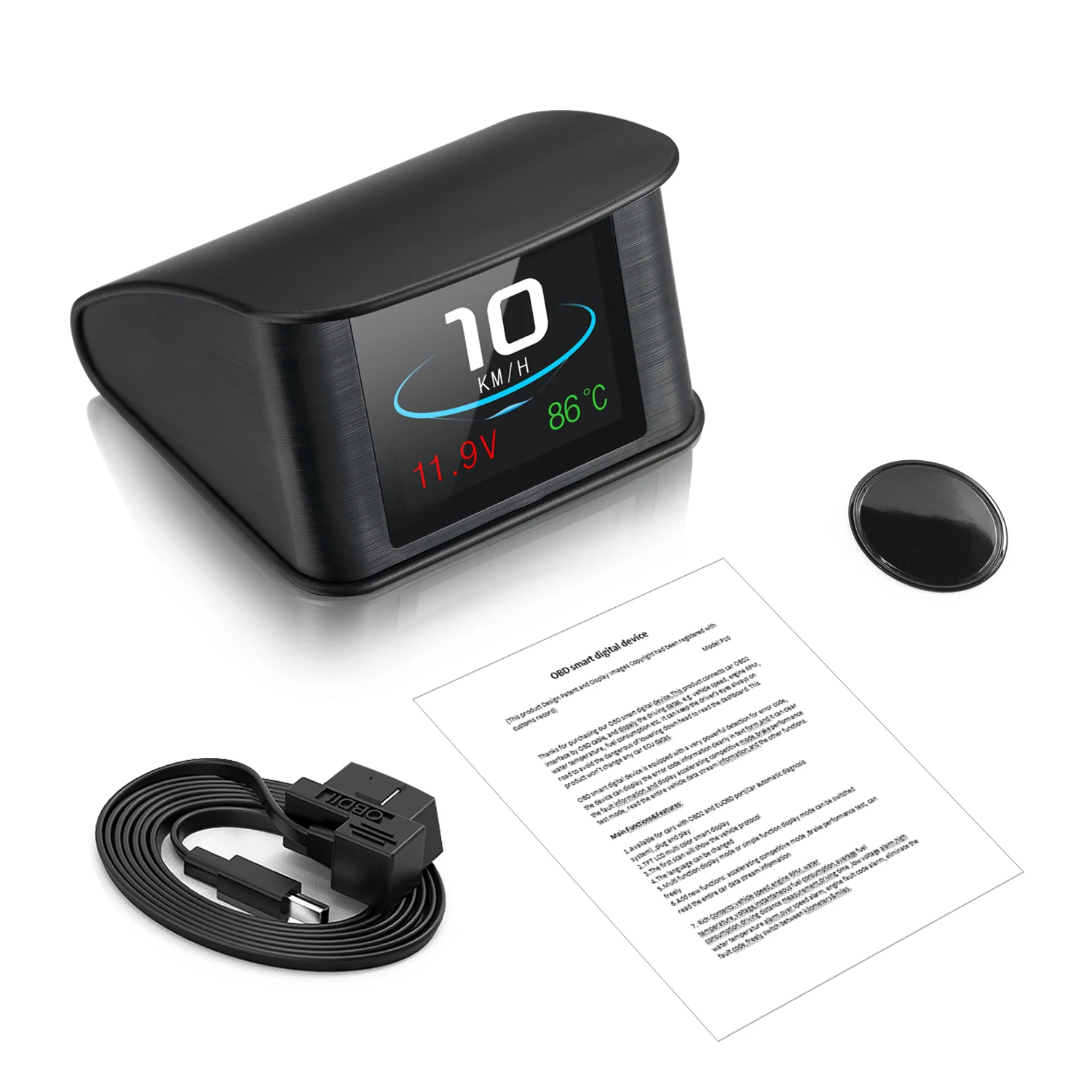 P10 Car OBD2 Head Up Display OBD HUD On Board Computer Digital Speedometer Oil Water Temperature RPM Time Speed Voltage 12V