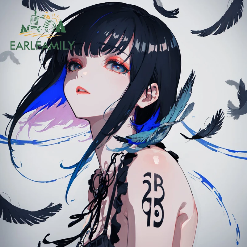 EARLFAMILY Cartoon Lori Fanart Car Sticker Original Peacock Princess Decal Ink Painting Girl Graffiti Window Stickers Car Wrap