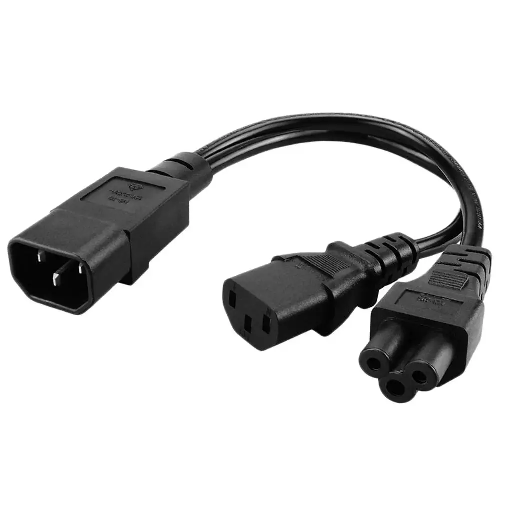 สายไฟคุณภาพสูง IEC320-C14 ถึง C13+C5 ชายกับหญิง 3 พิน 350 มม.