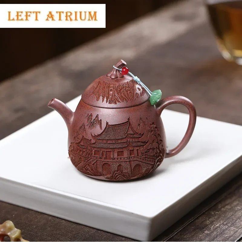 

180ml Antique Yixing Purple Clay Teapots Handmade Eggplant Pot Raw Ore Wood-fired Porcelain Mud Tea Maker Kettle Zisha Tea Set