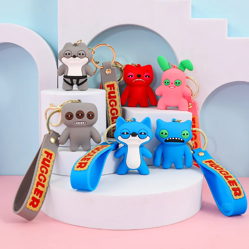 2025 Fuggler Keychain Ugly Teeth Monsters Pvc Abs Flocking Cute Small Keychain For Men Women Car Bag Pendant Birthday Gifts