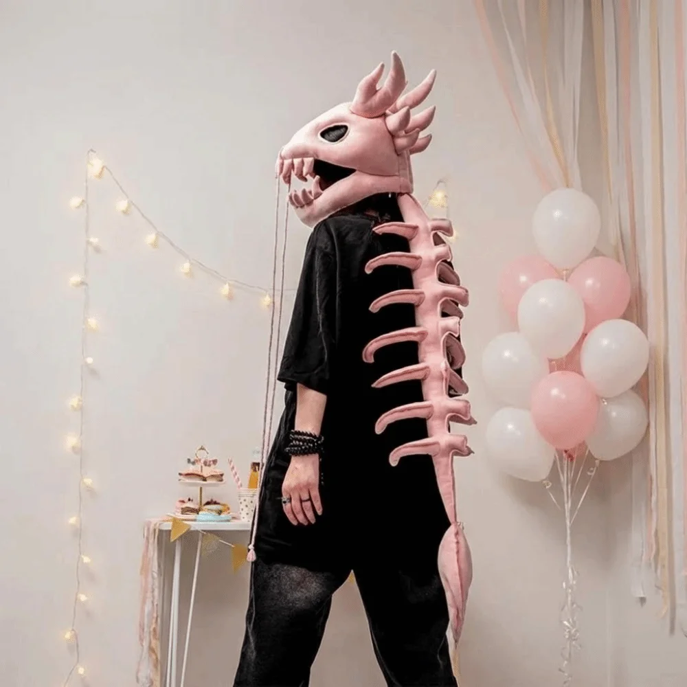 

3D-маска-шлем в виде скелета динозавра 80/120 см, носимая шапка-голова динозавра, легко надевается, креативный плюшевый костюм динозавра