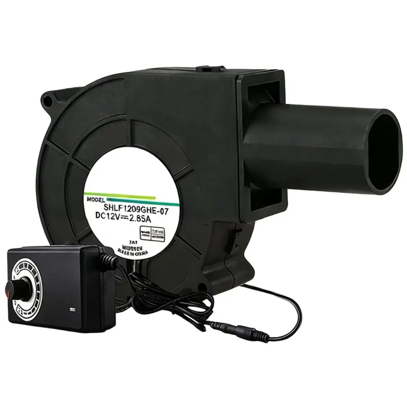 

ABDJ-Adjustable Speed Large Air Volume Turbo Blower Fan With Power Controller 110V-220V DC 12V For Waste Oil Stove US Plug
