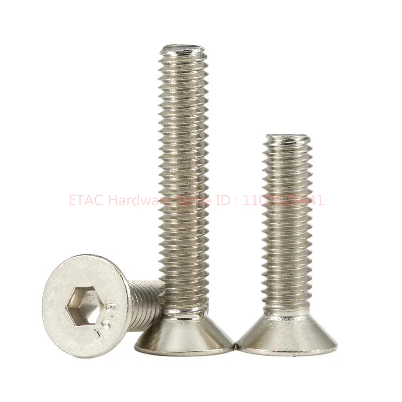 DIN7991 304 cabeza de llave Allen de acero inoxidable tornillo plano hexagonal perno de cabeza avellanada plana M1.6 M2 M3 M4M 5M 6M 8 M10 M12 M16