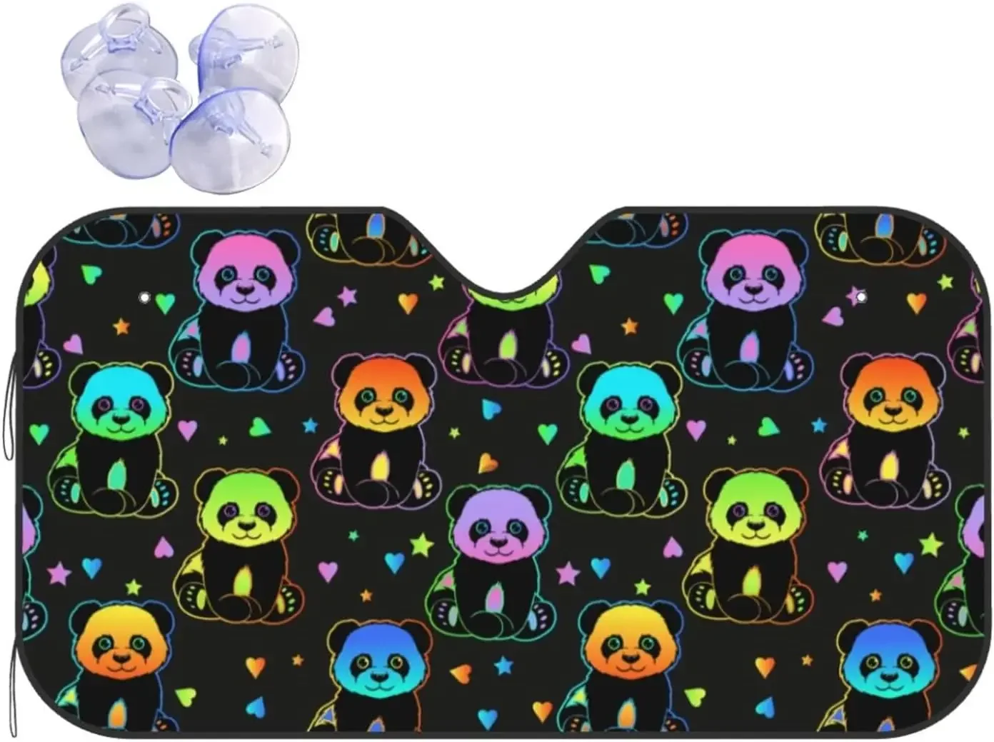 Sombrilla colorida de Panda rainbow para coche, camión, SUV, sombrilla plegable para coche, parabrisas delantero, Protector de somb
