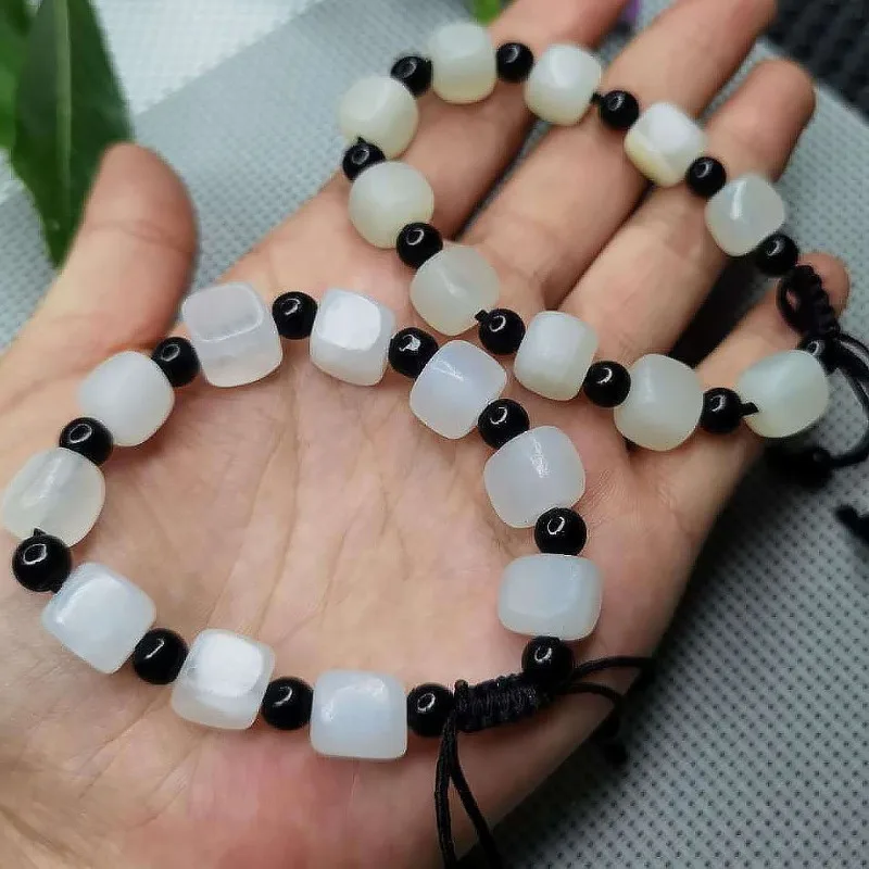 White Jade Bracelet Bracelet Male and Female Couple Buddha Bead Bracelet