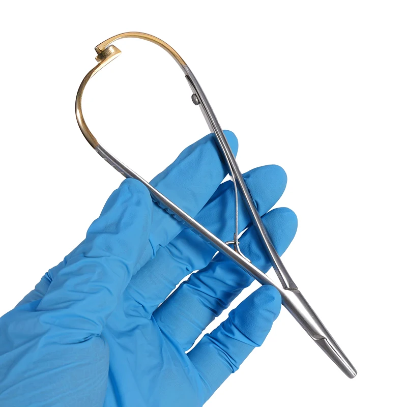 Dental Needle Holder Orthodontic Elastic Placement Stainless Steel Ligature Tie 14cm Holder Ortho Extra Fine Beak