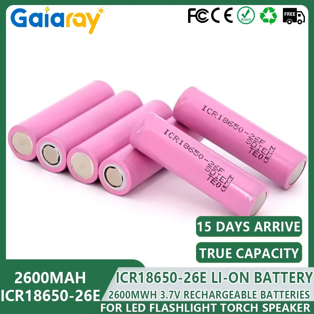 1–20 Stück 18650 Lithium-Ionen-Akku 3,7 V ICR18650-26E 18650-Batterien 3,7 V 2600 mAh 5C Li-Ionen-Akku mit hoher Entladung