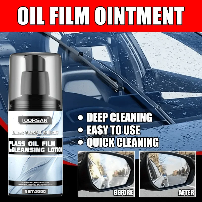 

Очищающее средство для масляной пленки Glass — быстрая и глубокая очистка для лотоса, 100 г | Блеск без полос для лобовых стекол, окон автомобиля, задний вид