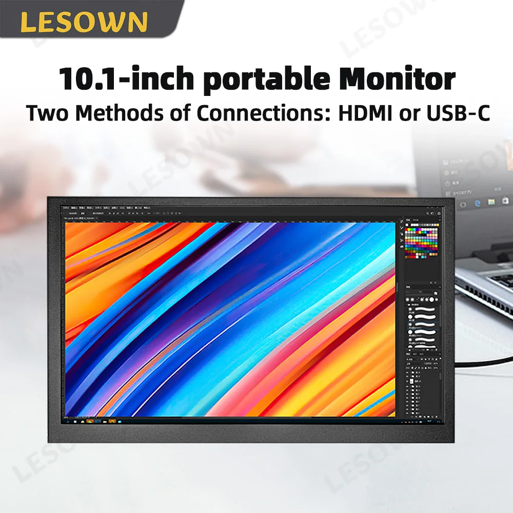 LESOWN Aluminum Industrial Terminal Monitor 10.1inch 16:10 Type-C Screen miniHDTV VESA for Edge Computing Host Machine