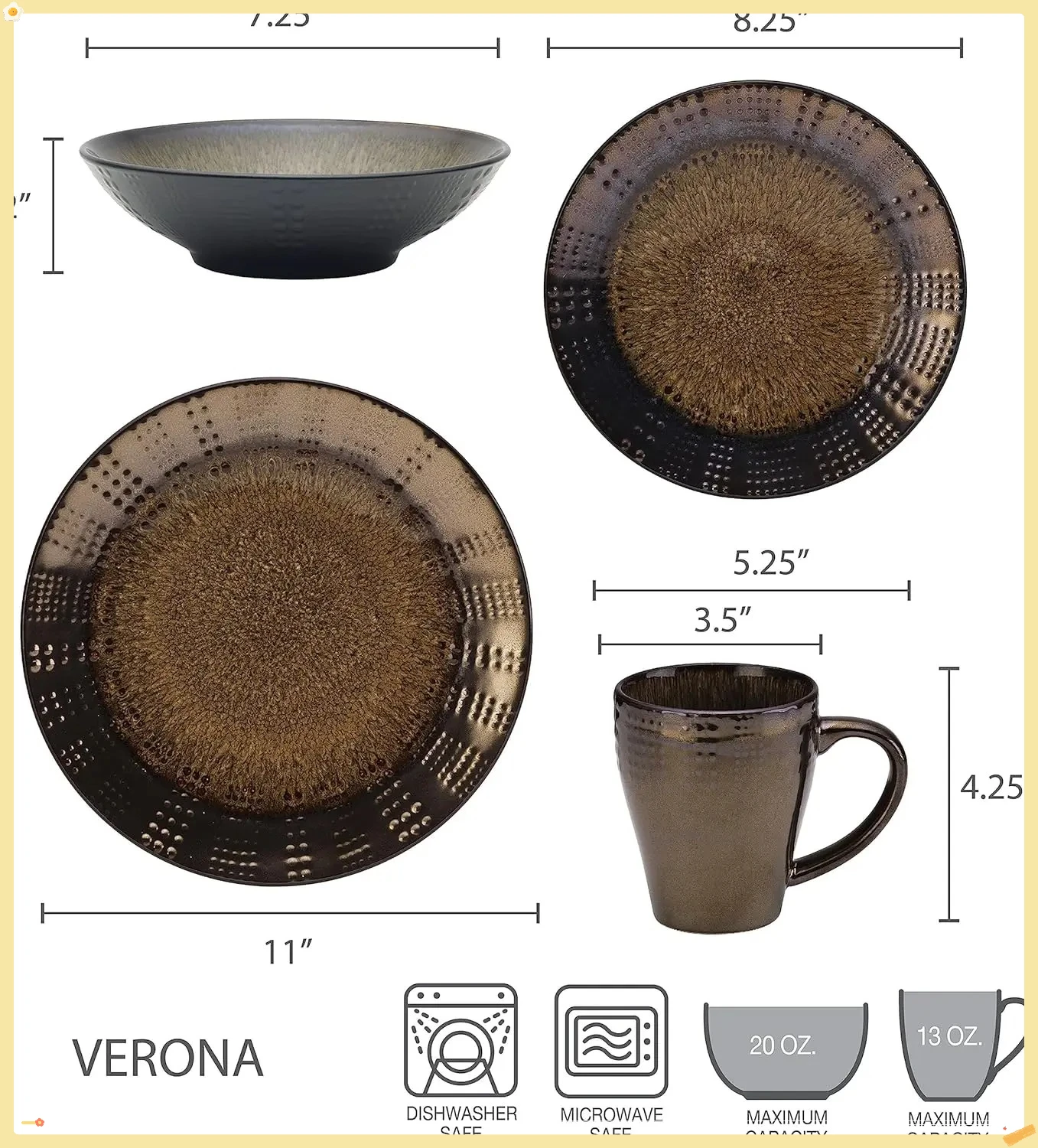 Gourmet Basic by Mikasa Verona 16-Pc Dinnerware Set - Service for 4, Complete Table Setting