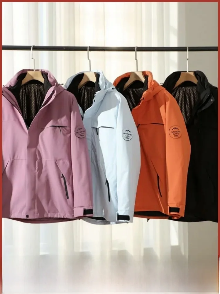 

Outdoor Tee-in-One Detachable Inner Hooded Jaet Men's Windproof Water-resistant Polyester Fce Lined Stand Fit Jaet