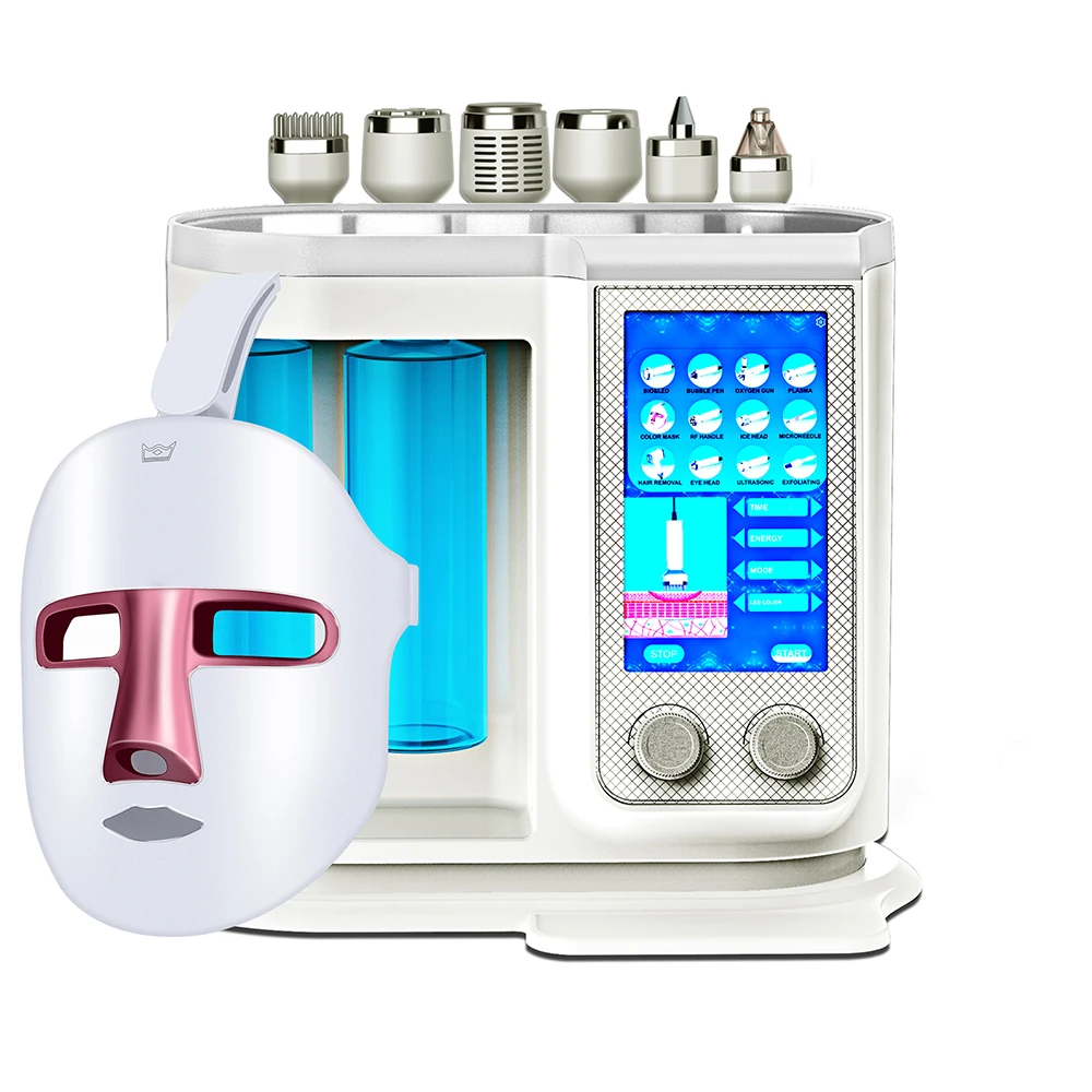 Hydro Facial Beauty Machine Oxygen Dermabrasion Plasma Ions Cooling Head RF Lifting Radio Frequency Bubble 6in1 7in1 Skin Care