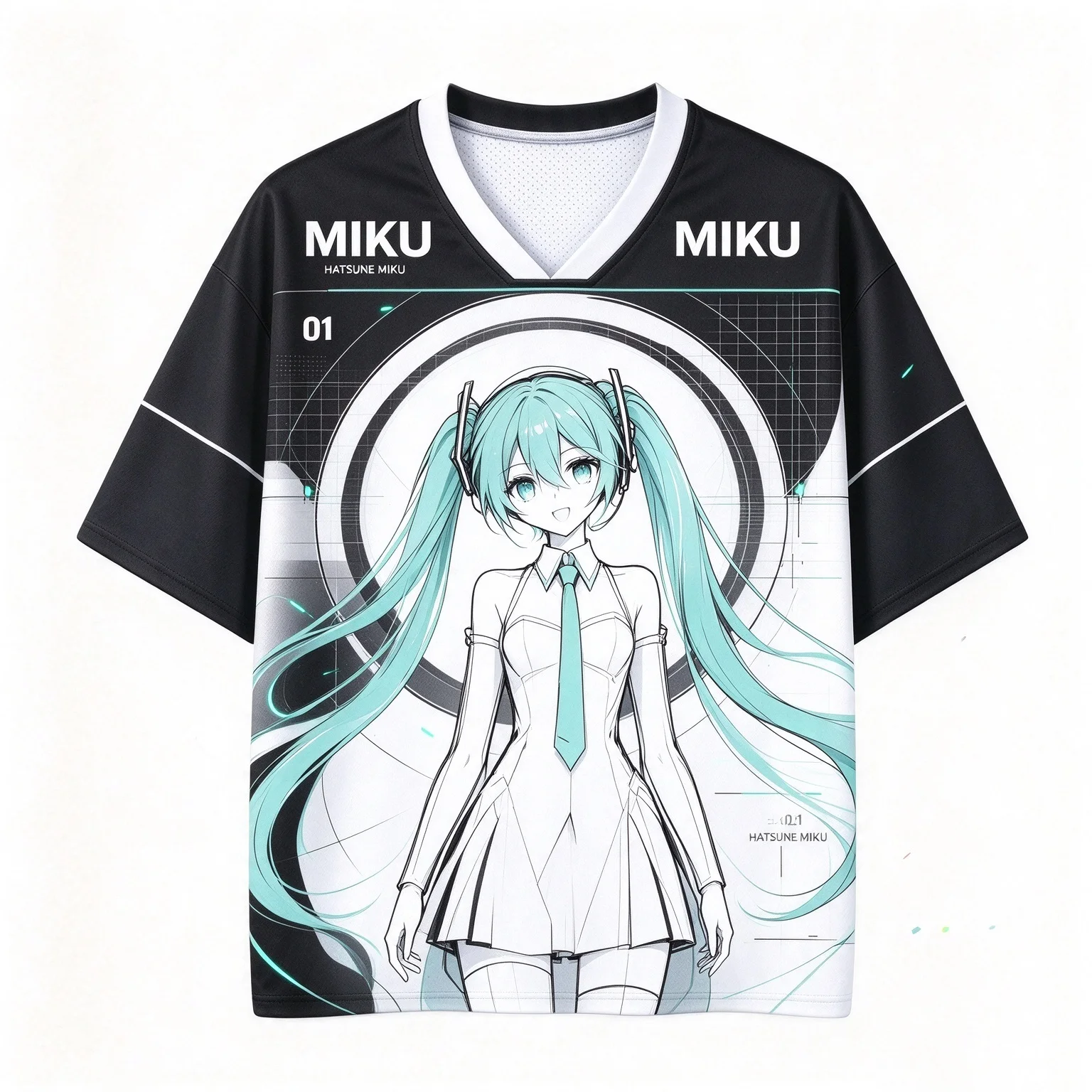 2026 New Popular Hatsune Miku 01 Jersey 3D Print T-shirt Family Matching Set Skin-friendly Breathable Parent Kid Clothes