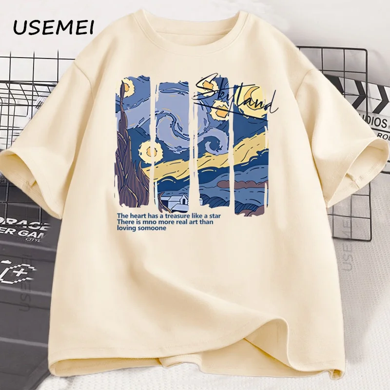

Summer Starlit Sky Printed T-shirt Men Women Funny Cotton Short Sleeve T Shirt Cotton Male Tshirt Good Quality Loose Clothing