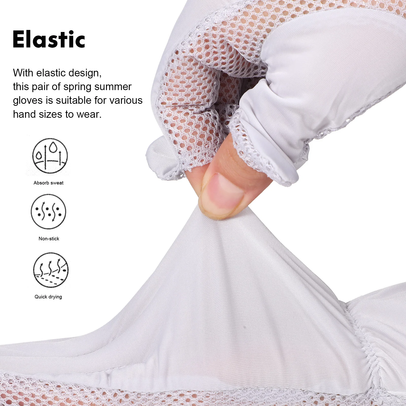 3Pairs Sun Protection Gloves Cooling Breathable Full Finger Elastic Driving Outdoor Summer Cycling Gloves