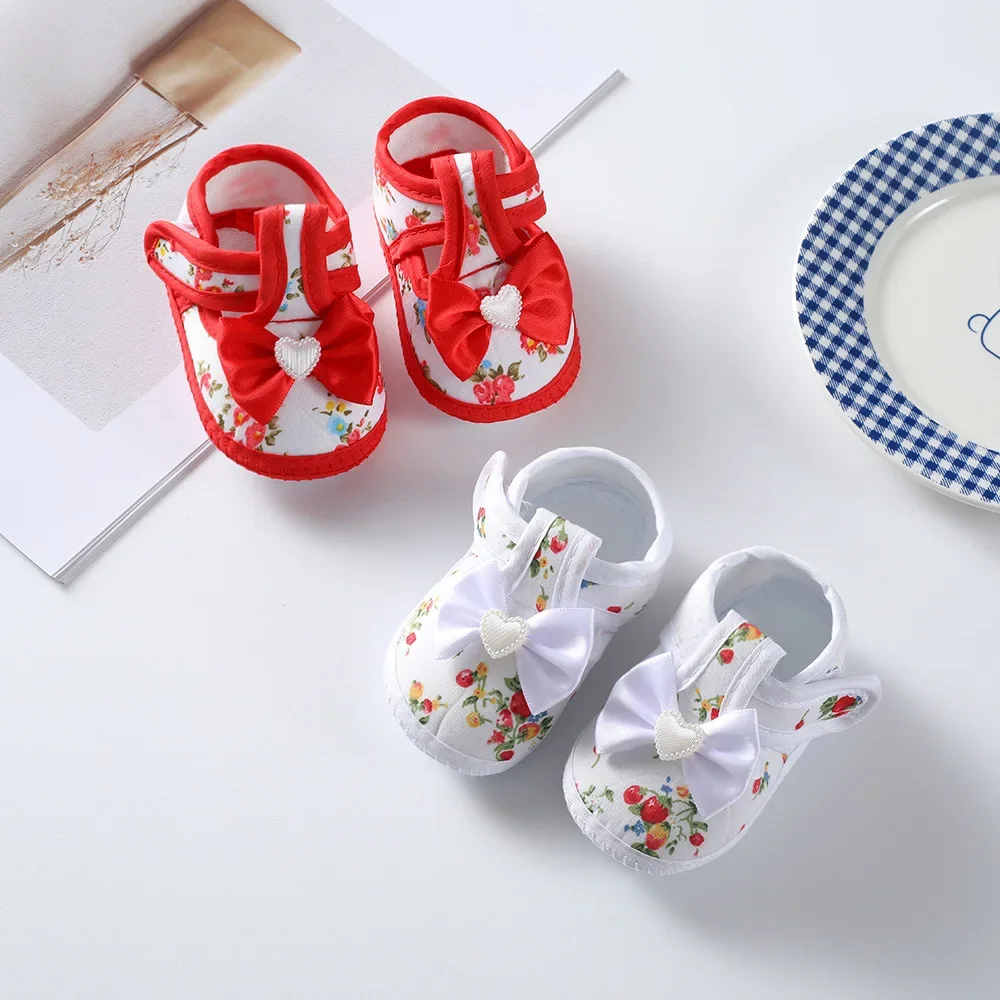 Lente Nieuwe Prinsessenschoenen 0-1 Jaar Oude Baby Enkele Schoenen Schattige Strik Pasgeboren Baby Wandelschoenen Met Zachte Zolen