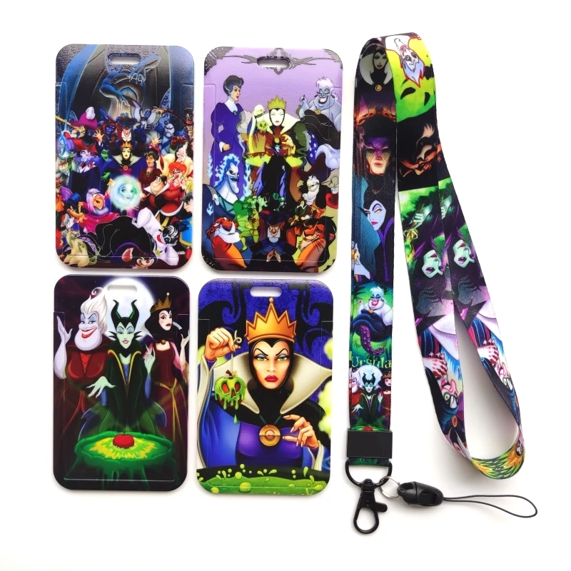 Disney Villains Lanyard ID Card Holder Key Chain Women Name Badge Holder Neck Strap Credit Cards Key Rings Accessories Gifts