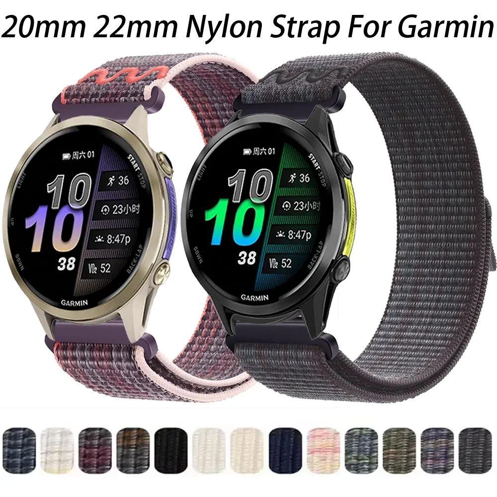 20 مللي متر 22 مللي متر النايلون حلقة حزام ل Garmin Forerunner 970/570/165/255/265/965 سوار للغارمين Vivoactive 5-6/Venu 3/2 حزام الساعات