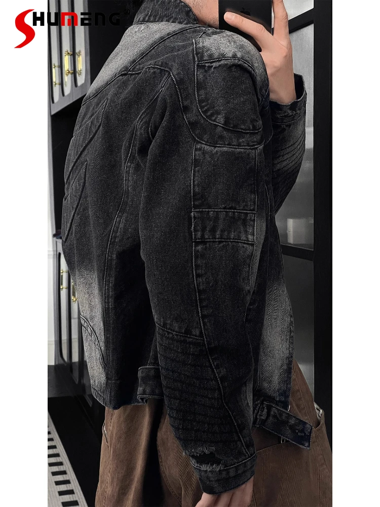 

Men's 2025 Autumn New American Style Fashion Denim Jackets Men's Retro Trendy Denim Jackets Male Stylish Long Sleeve Denim Coats