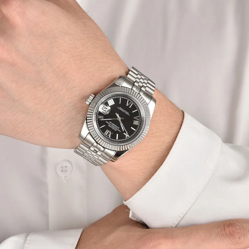 36mm/39mm 고급 비즈니스 남성용 시계 NH35 자동 기계식 무브먼트 사파이어 글라스(맞춤형 로고 포함)