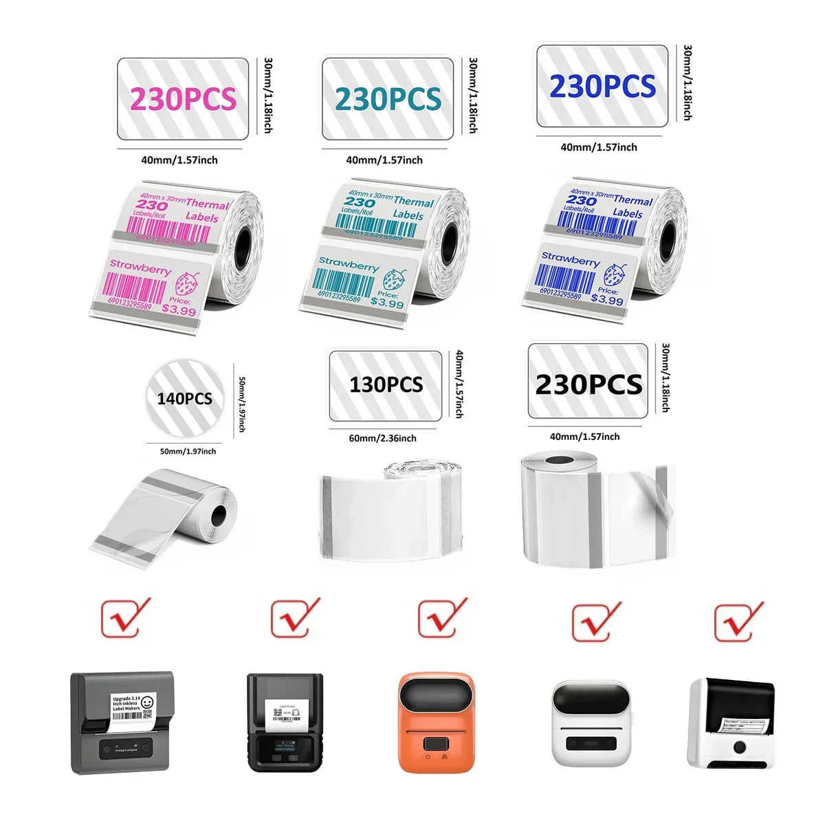 Autocollant de papier d'étiquette thermique pour logo et adresse, noir transparent, document sur étiquette transparente, M110, M221, M220, M120, M110S